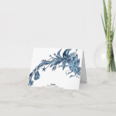 Vintage blaue Blumen blassgelb Dankeschön Karte (Rückseite)