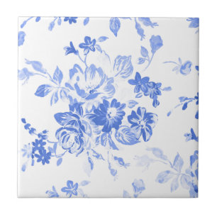 Vintage blaue Blumen-Blumenmuster Fliese