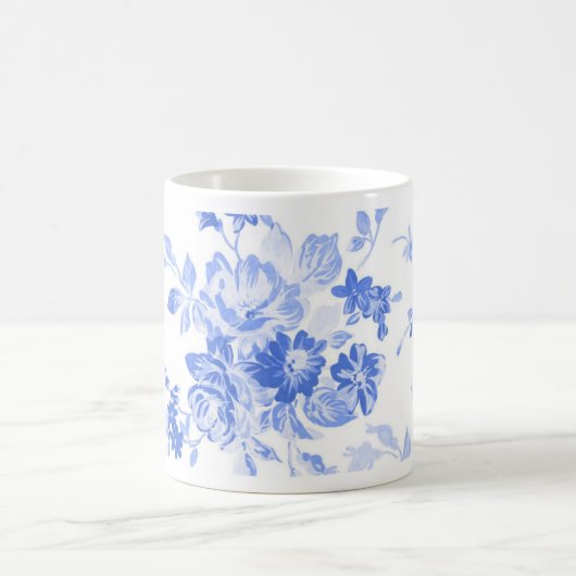 Vintage blaue Blumen-Blumenmuster Kaffeetasse (Mittel)