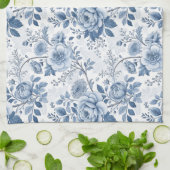 vintage blaue Blumen Geschirrtuch (Gefaltet)