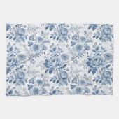 vintage blaue Blumen Geschirrtuch (Horizontal)