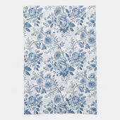 vintage blaue Blumen Geschirrtuch (Vertikal)