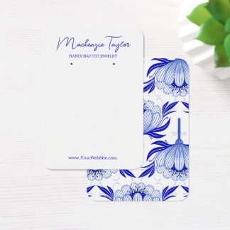 Vintage Blaue Blumen-Ohrhänger-Displaykarte nach M