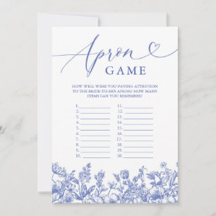 Vintage Blaue Blumen-Schürze Brautparty-Spiel Einladung