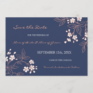 Vintage blaue Blumenhochzeit speichern das Datum Save The Date