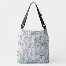 Vintage Blaue Blumenskizzen-Muster-Tasche