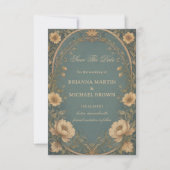 Vintage Blaue Botanik Save The Date (Vorderseite)