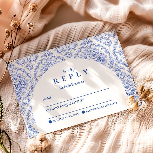 Vintage Blaue Botanische Abschlussfeier RSVP Karte