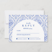 Vintage Blaue Botanische Abschlussfeier RSVP Karte (Vorderseite)