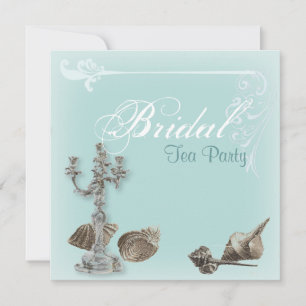 Vintage blaue Brautparty-Teeparty-Einladung Einladung