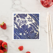 Vintage blaue China-Plate-Muster Tile Disc Serviette (Beispiel)