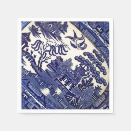 Vintage blaue China-Plate-Muster Tile Disc Serviette (Vorderseite)