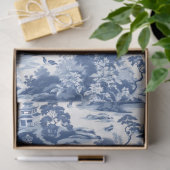 Vintage blaue Chinoiserie China Gebäude Seidenpapier (Geschenk)
