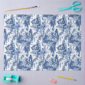 Vintage blaue Chinoiserie China Gebäude Seidenpapier (Basteln)