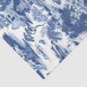 Vintage blaue Chinoiserie China Gebäude Seidenpapier (Ausschnitt)