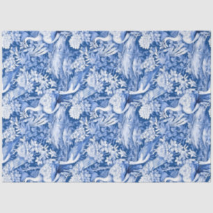 Vintage Blaue Chinoiserie China Vögel Blume Seidenpapier