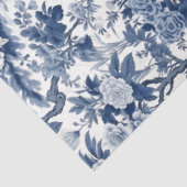 Vintage Blaue Chinoiserie China Vögel Blume Seidenpapier (Ausschnitt)