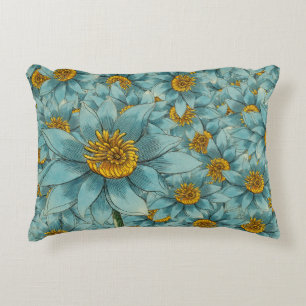 Vintage Blaue Dahlie - Botanischer Blumenschmuck Dekokissen