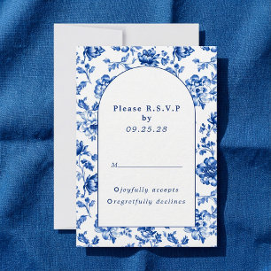 Vintage Blaue Delfter Blumenhochzeit Einladung