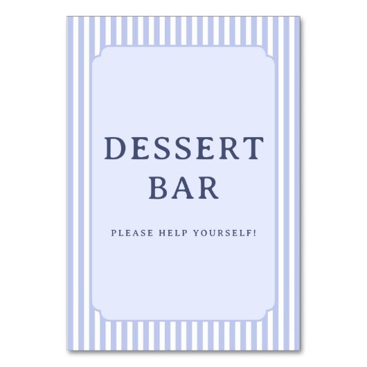 Vintage Blaue Dessertbar-Tafel Tischnummer (Vorderseite)