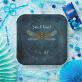 Vintage blaue dunkle gotische Mystische Libellenho Pappteller (Party)