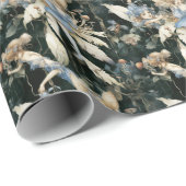 Vintage blaue Fairies und Mushroom Wrapping Paper Geschenkpapier (Rolleneckpunkt)