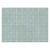 Vintage blaue Fliesen-griechisches Windungs-Muster Tischdecke (Vorderseite (Horizontal))