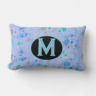 Vintage Blaue Florale Monogramm Lendenkissen