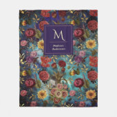Vintage blaue Floralmonogramm Fleecedecke (Vorderseite)