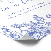 Vintage blaue Florbotschaft in einem Flaschensigna Poster (Ecke)