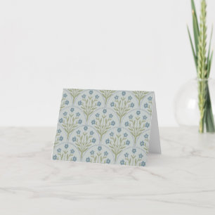 Vintage blaue, florgefaltete Blindkarte Dankeskarte