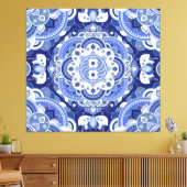 Vintage blaue geometrische, indische Dekoration. Leinwanddruck (Insitu (Wohnzimmer))