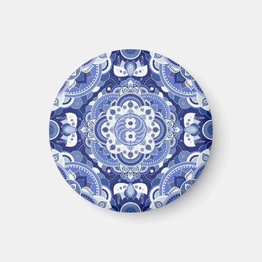Vintage blaue geometrische, indische Dekoration. Magnet (Vorne)