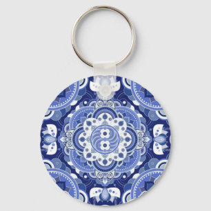Vintage blaue geometrische, indische Dekoration. Schlüsselanhänger