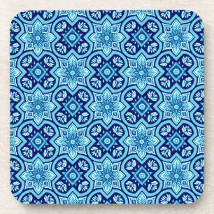 Vintage blaue geometrische Muster-Untersetzer - Se Getränkeuntersetzer