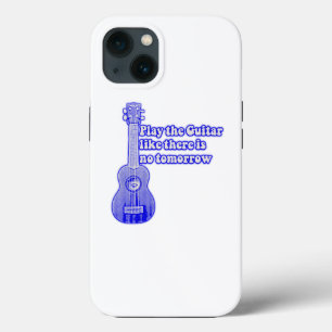 Vintage blaue Gitarre mit inspirierenden Worten Case-Mate iPhone Hülle