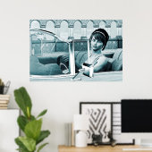 Vintage-Blaue-Glamour-Frauenporträt-Kunst Poster (Heimbüro)