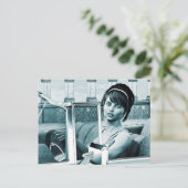 Vintage-Blaue-Glamour-Frauenporträt-Kunst Postkarte (Stehend Vorderseite)