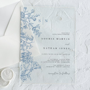Vintage Blaue Hochzeit Acryleinladungen