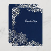 Vintage Blaue Hochzeitsnacht Einladung (Vorne/Hinten)