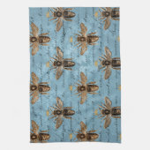 Vintage blaue Honig-Biene Geschirrtuch (Vertikal)