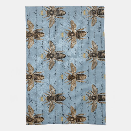 Vintage blaue Honig-Biene Geschirrtuch (Vertikal)