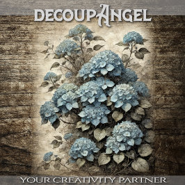 Vintage blaue Hydrangeas - Decoupage - Seidenpapier