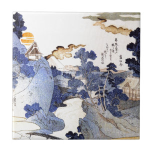 Vintage blaue japanische Kunst Fliese