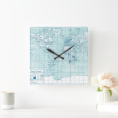 Vintage blaue Kartenuhr Quadratische Wanduhr (Zuhause)