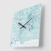 Vintage blaue Kartenuhr Quadratische Wanduhr (Winkel)