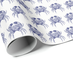 Vintage Blaue Krabbe #1 Zeichnung Geschenkpapier