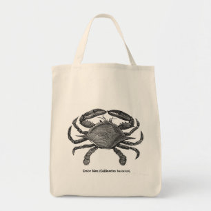 Vintage Blaue Krabbe Leinen-Tasche Tragetasche