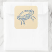 Vintage blaue Krabbe Nr. 2 Quadratischer Aufkleber (Tasche)