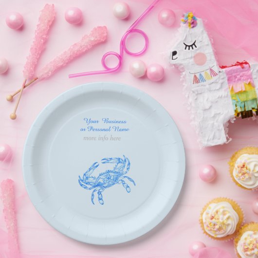 Vintage blaue Krabbe personalisiert Pappteller (Party)